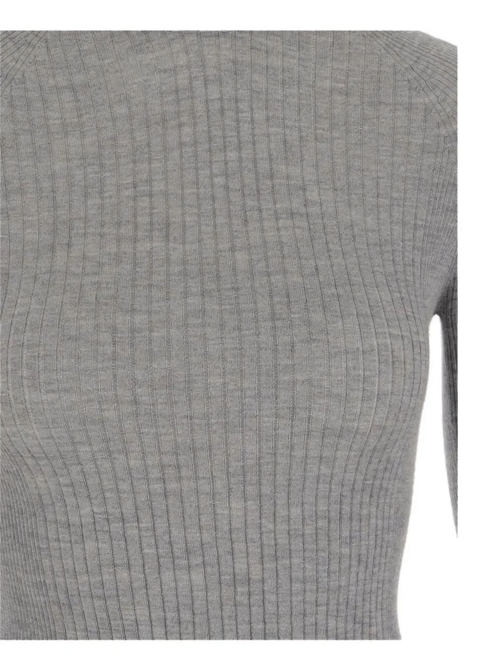 Sa Su Phi Cashmere And Silk Rib Knit Sweater In Gray