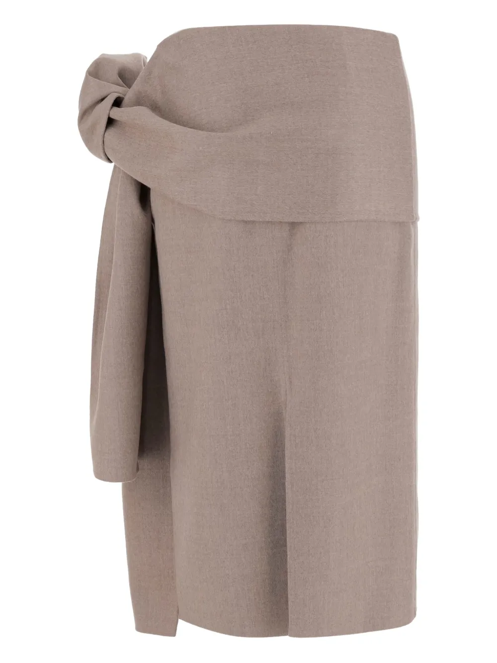 Carven Crossover Wool Skirt With Knot In Brown