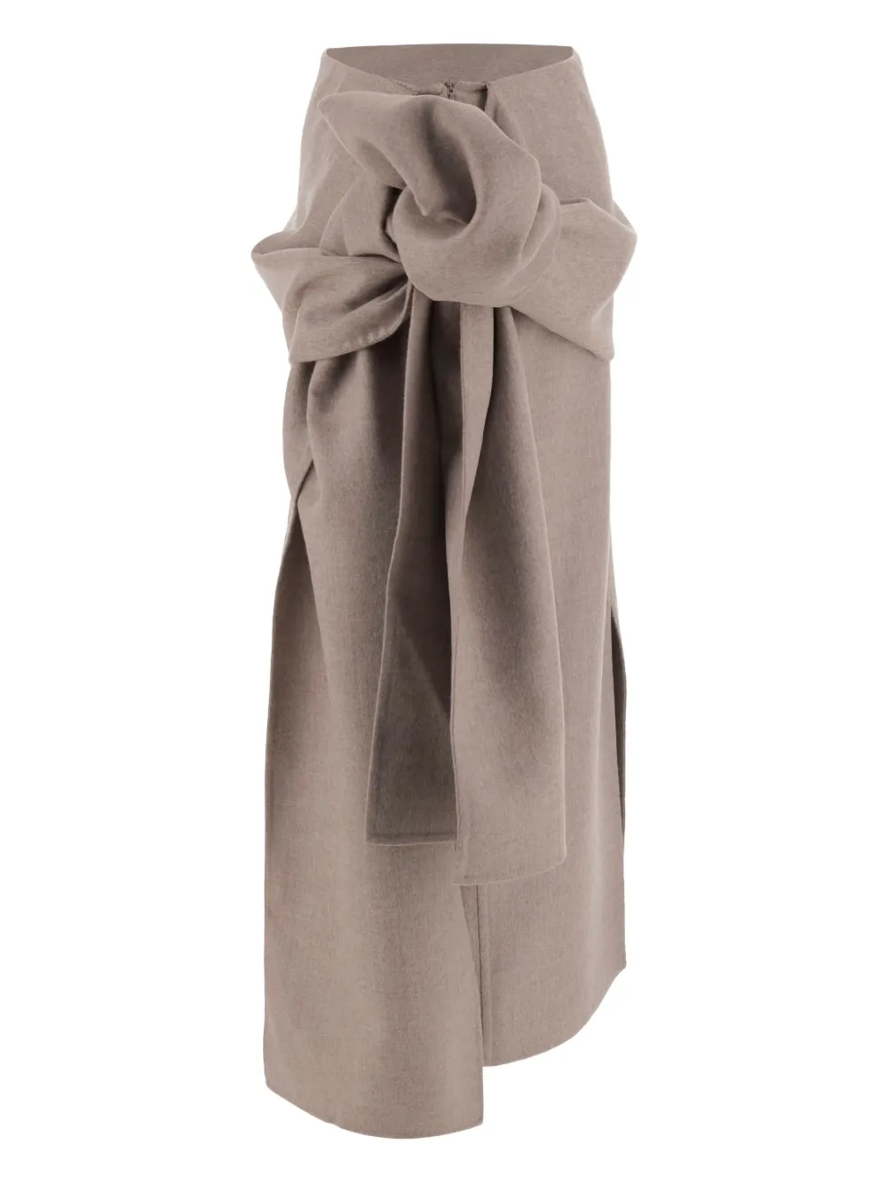 Carven Knotted Wool Skirt In Brown
