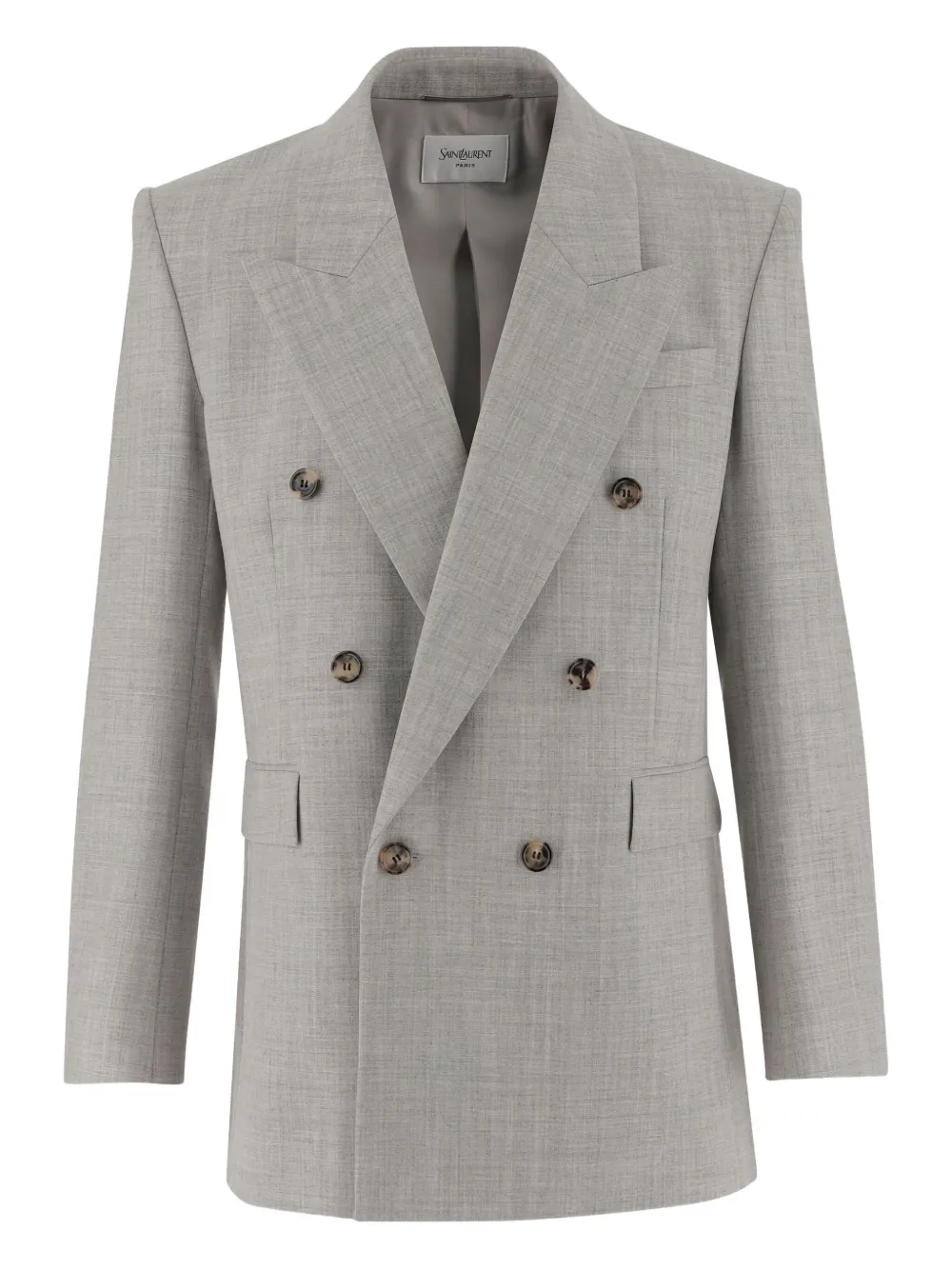 Saint Laurent Double-breasted Wool Blazer In White
