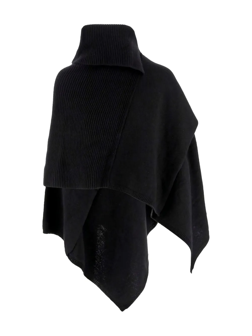Niccolò Pasqualetti Turtleneck Ribbed-knit Poncho In Black