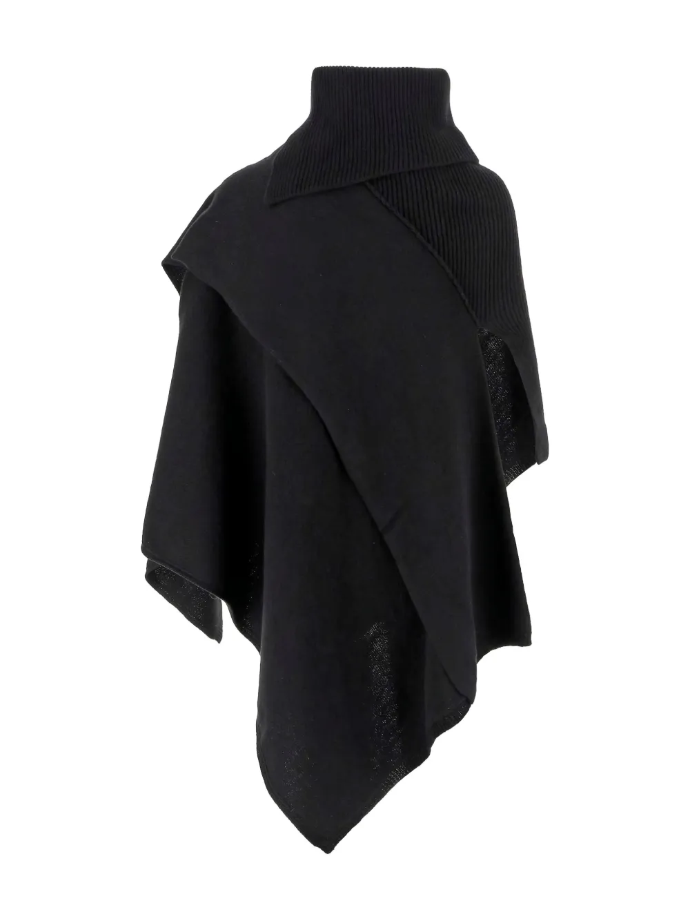 Niccolò Pasqualetti Turtleneck Ribbed-knit Poncho In Black