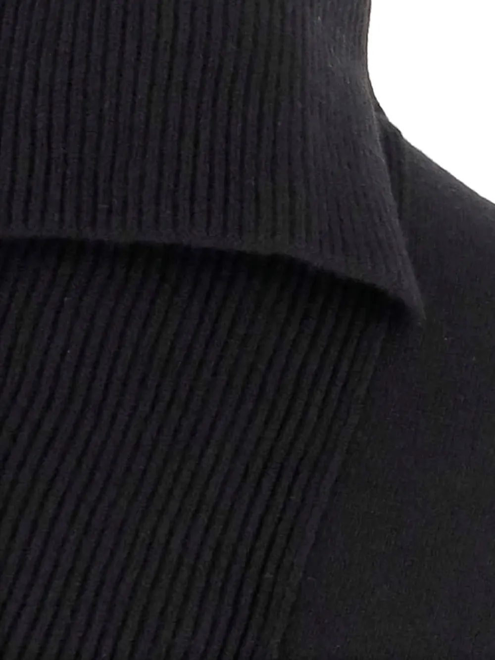 Niccolò Pasqualetti Ribgebreide poncho met col Zwart