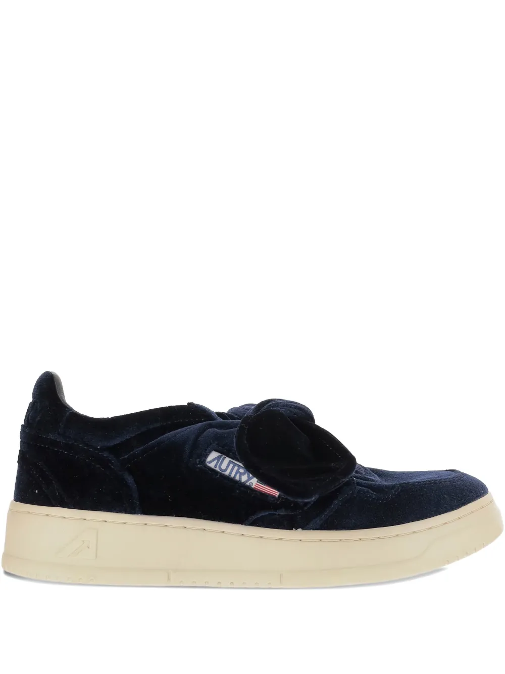 Autry Low-top Bow-detail Velvet Sneakers In Blue