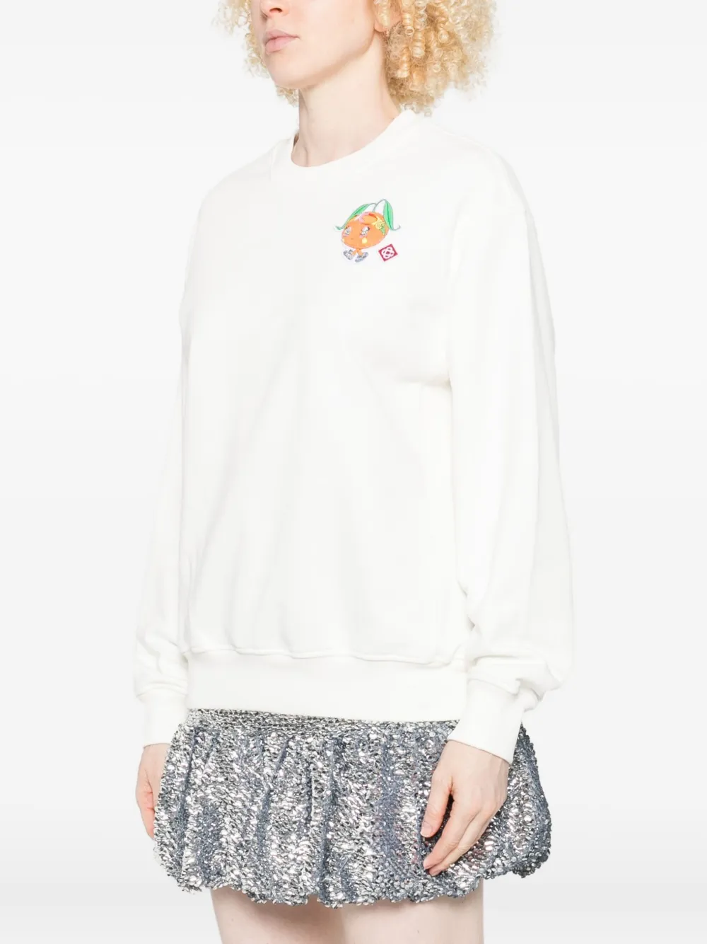 Casablanca White Cotton Sweatshirt With Contrasting Logo Patch In White