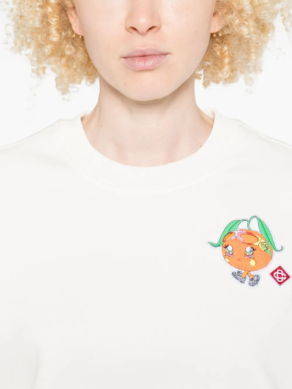 Casablanca White Cotton Sweatshirt With Contrasting Logo Patch In White