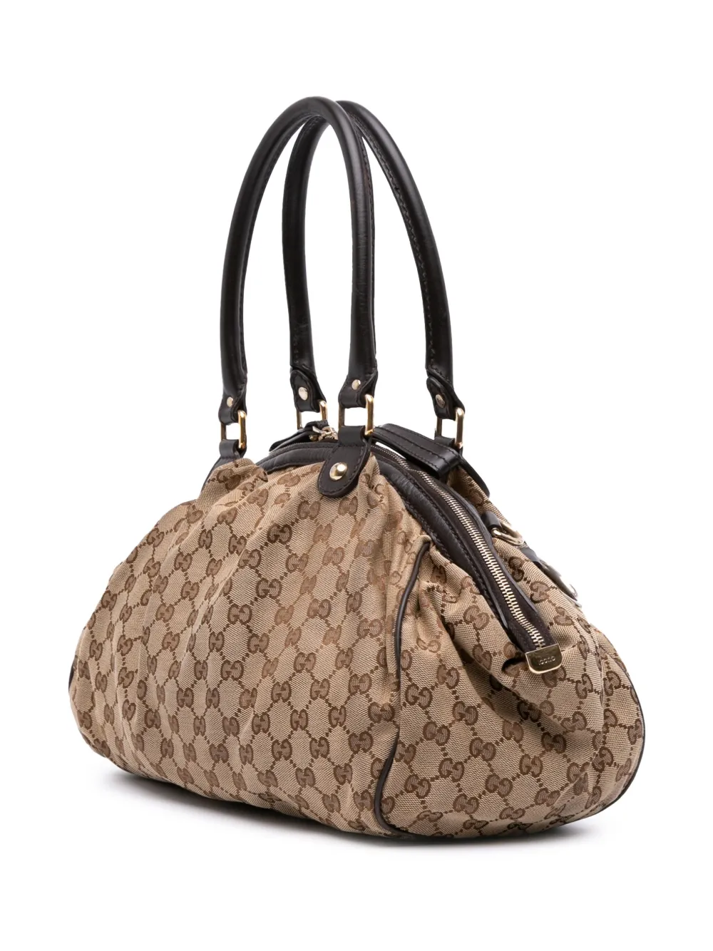 Pre-owned Gucci 2016-2025 Gg Canvas Sukey Sachel Satchel In Brown