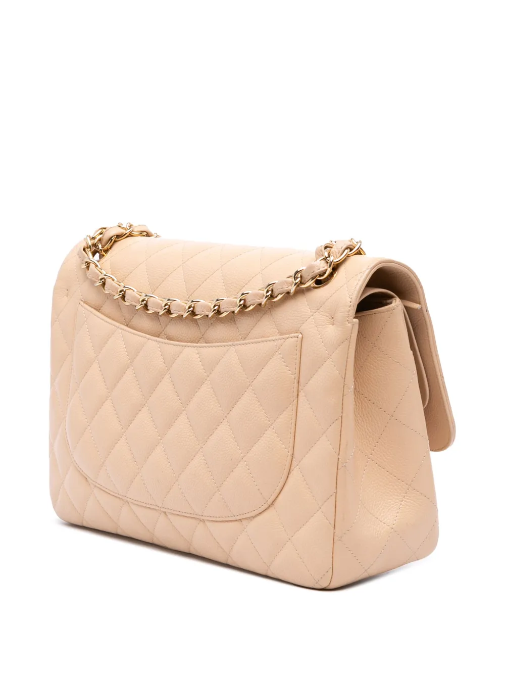 Pre-owned Chanel 2010-2011 Jumbo Classic Caviar Double Flap Shoulder Bag In Brown