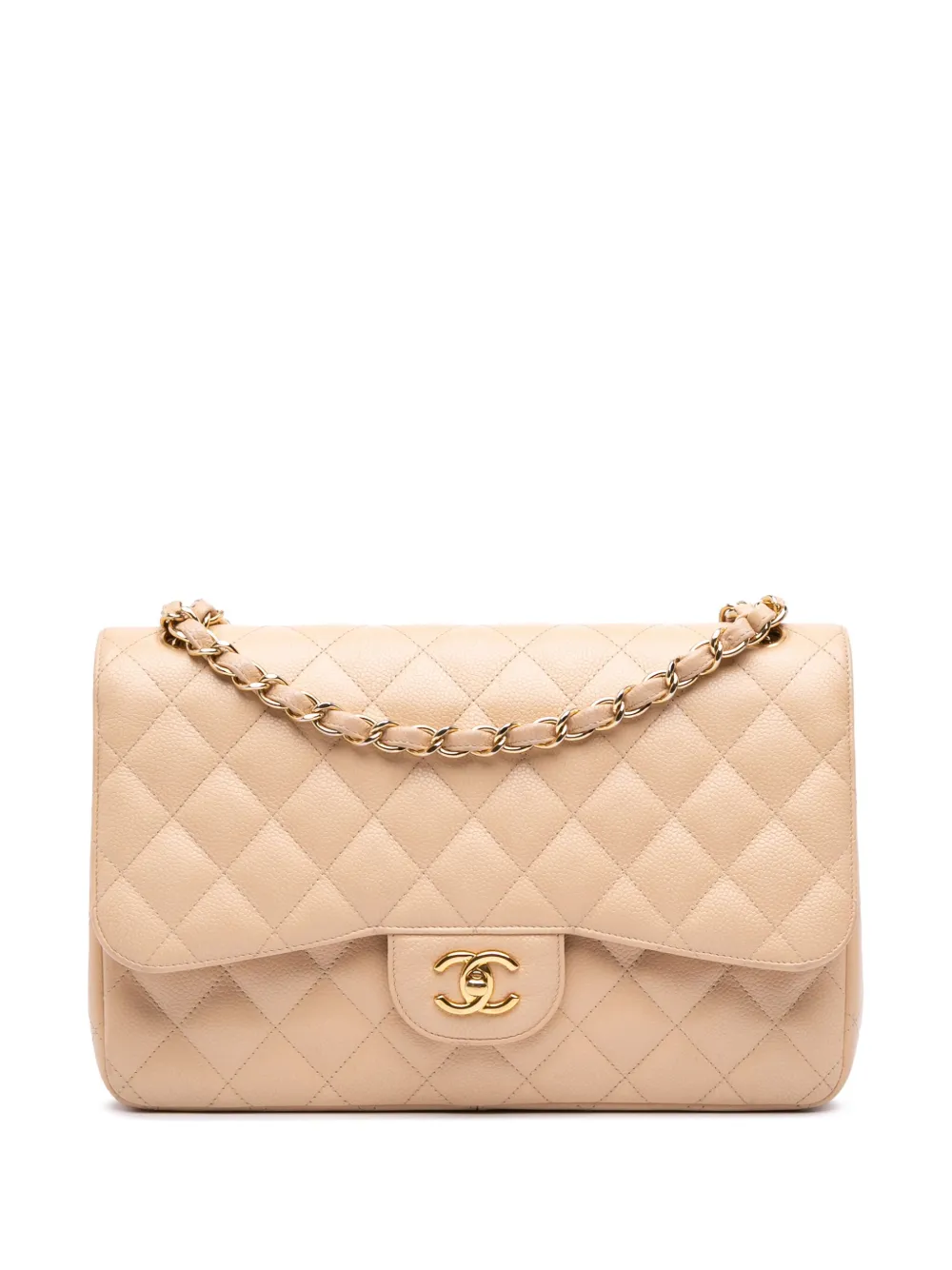 CHANEL Pre-Owned 2010-2011 ジャンボ クラシック キャビア ダブルフラップ ショルダーバッグ - ブラウン CHANEL Pre-Owned 2010-2011 ジャンボ クラシック キャビア ダブルフラップ ショルダーバッグ - ブラウン