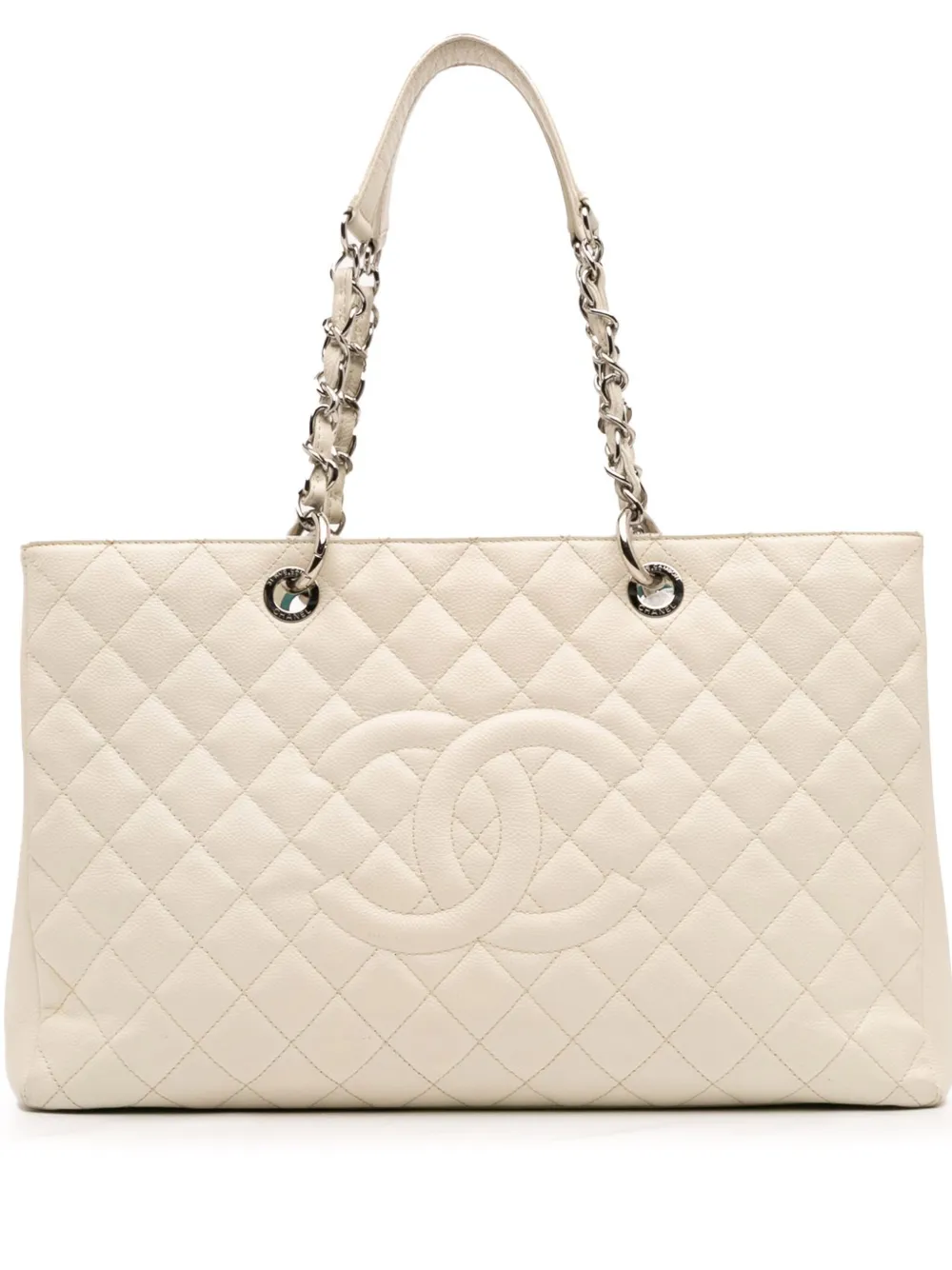 CHANEL Pre-Owned 2012-2013 キャビア グランド ショッピング XL トートバッグ - ホワイト CHANEL Pre-Owned 2012-2013 キャビア グランド ショッピング XL トートバッグ - ホワイト