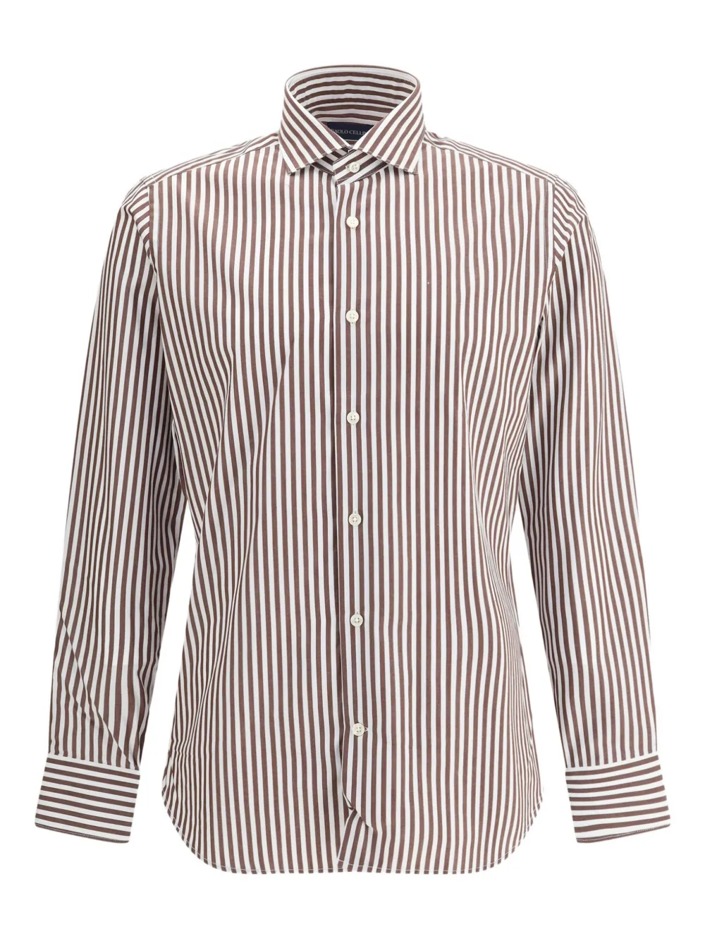Caliban striped long-sleeve shirt | Brown | Image 1