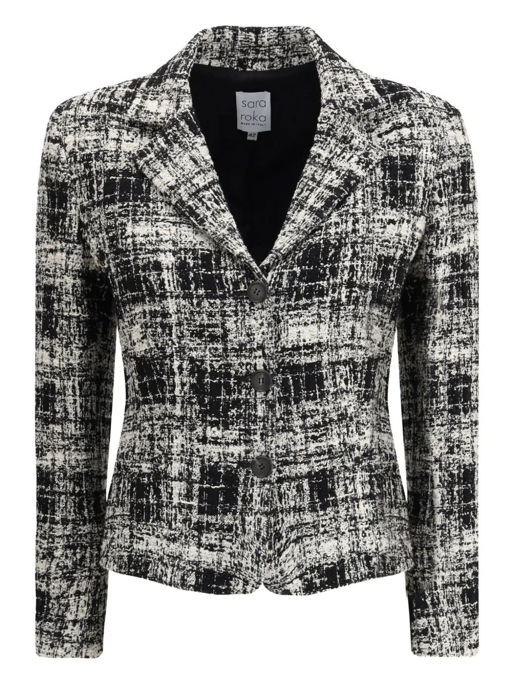 Sara Roka abstract-check button jacket | Black | Image 1