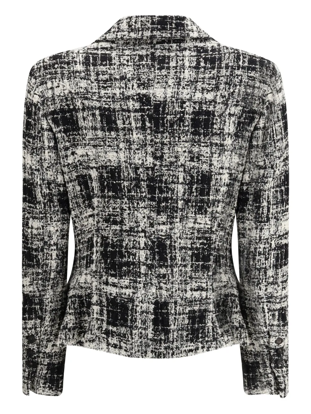 Sara Roka Abstract-check Button Jacket In Gray