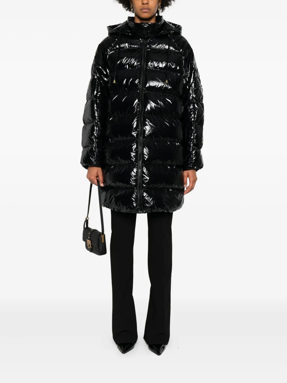 PINKO hooded-quilted coat - Zwart