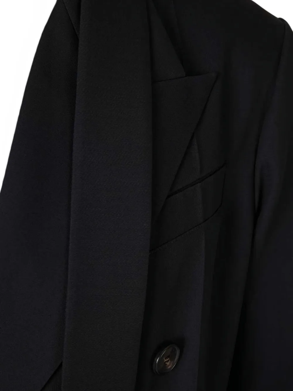 Setchu Double-breasted Tie-detail Blazer In Black