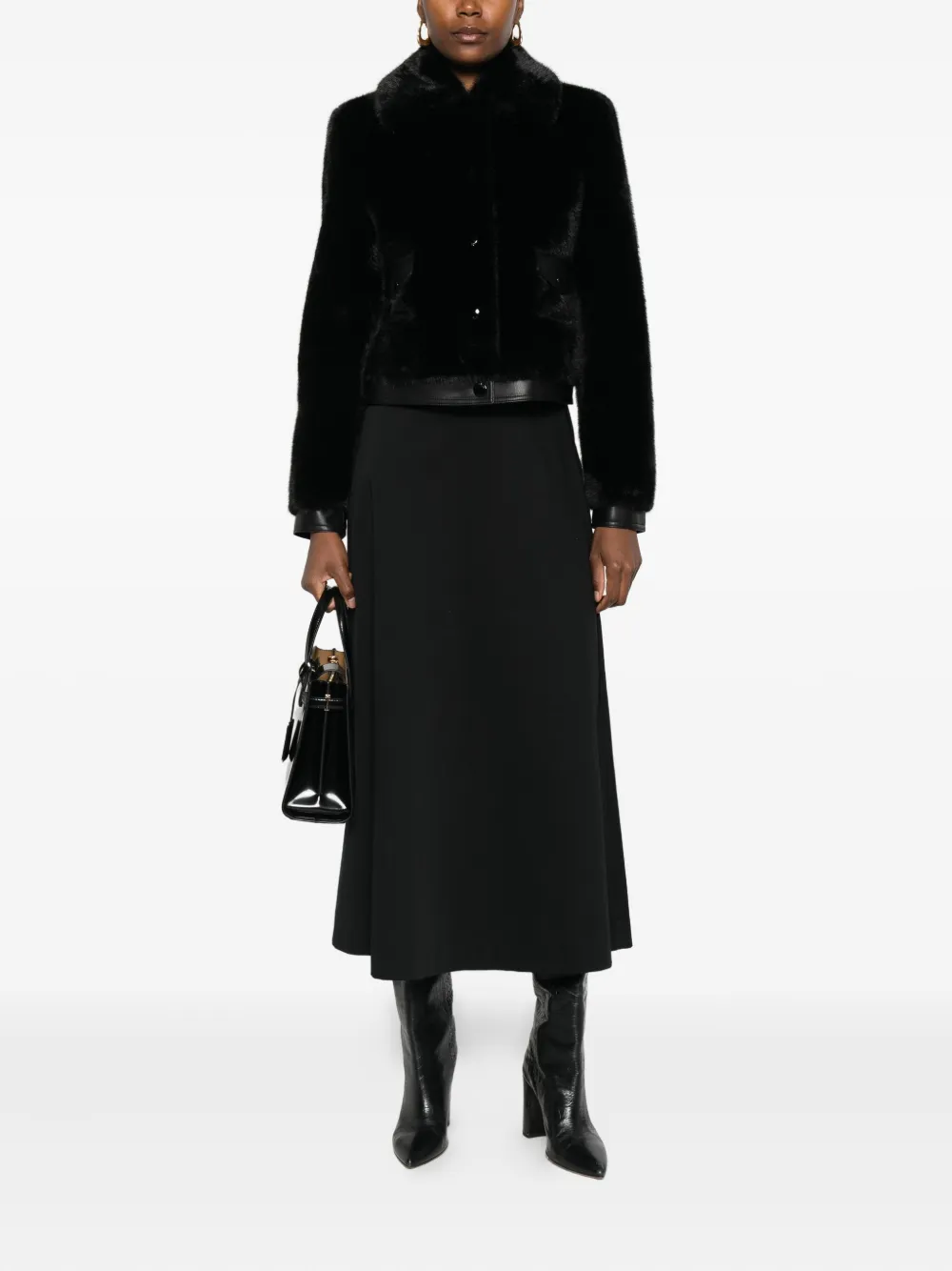 Patrizia Pepe faux-fur leather-trimmed jacket | Cropped Jackets | Image 2