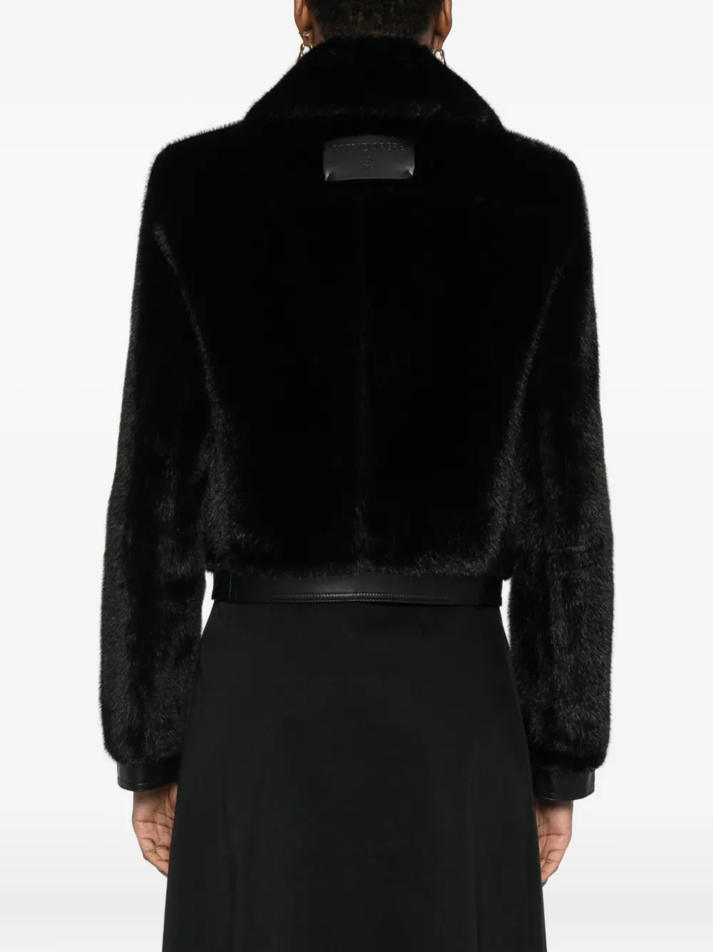 Patrizia Pepe Jack met leren afwerking van imitatiebont Zwart