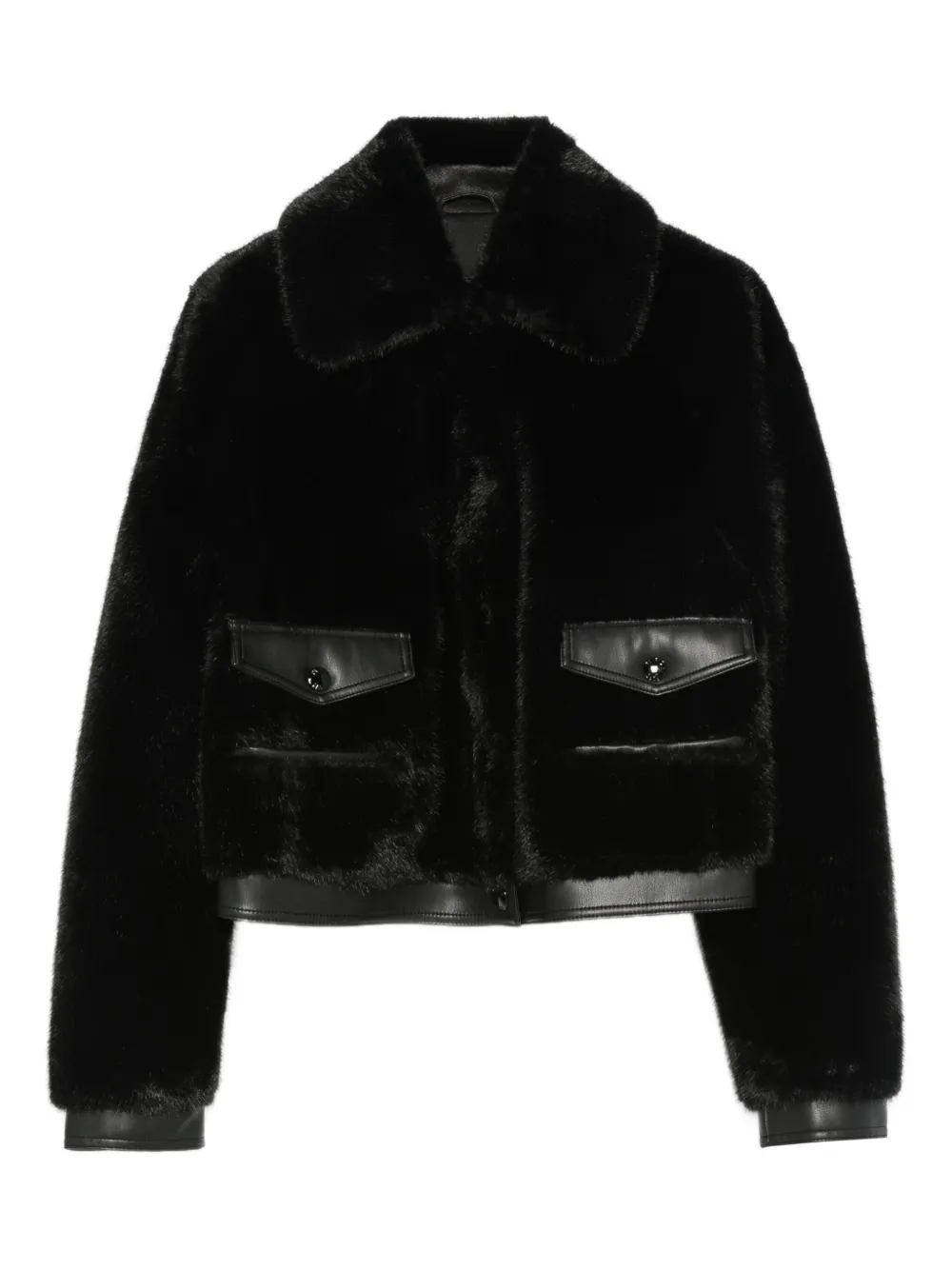 Patrizia Pepe faux-fur leather-trimmed jacket - ブラック Patrizia Pepe faux-fur leather-trimmed jacket - ブラック