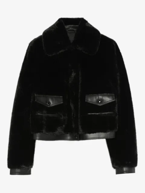 Patrizia Pepe faux-fur leather-trimmed jacket