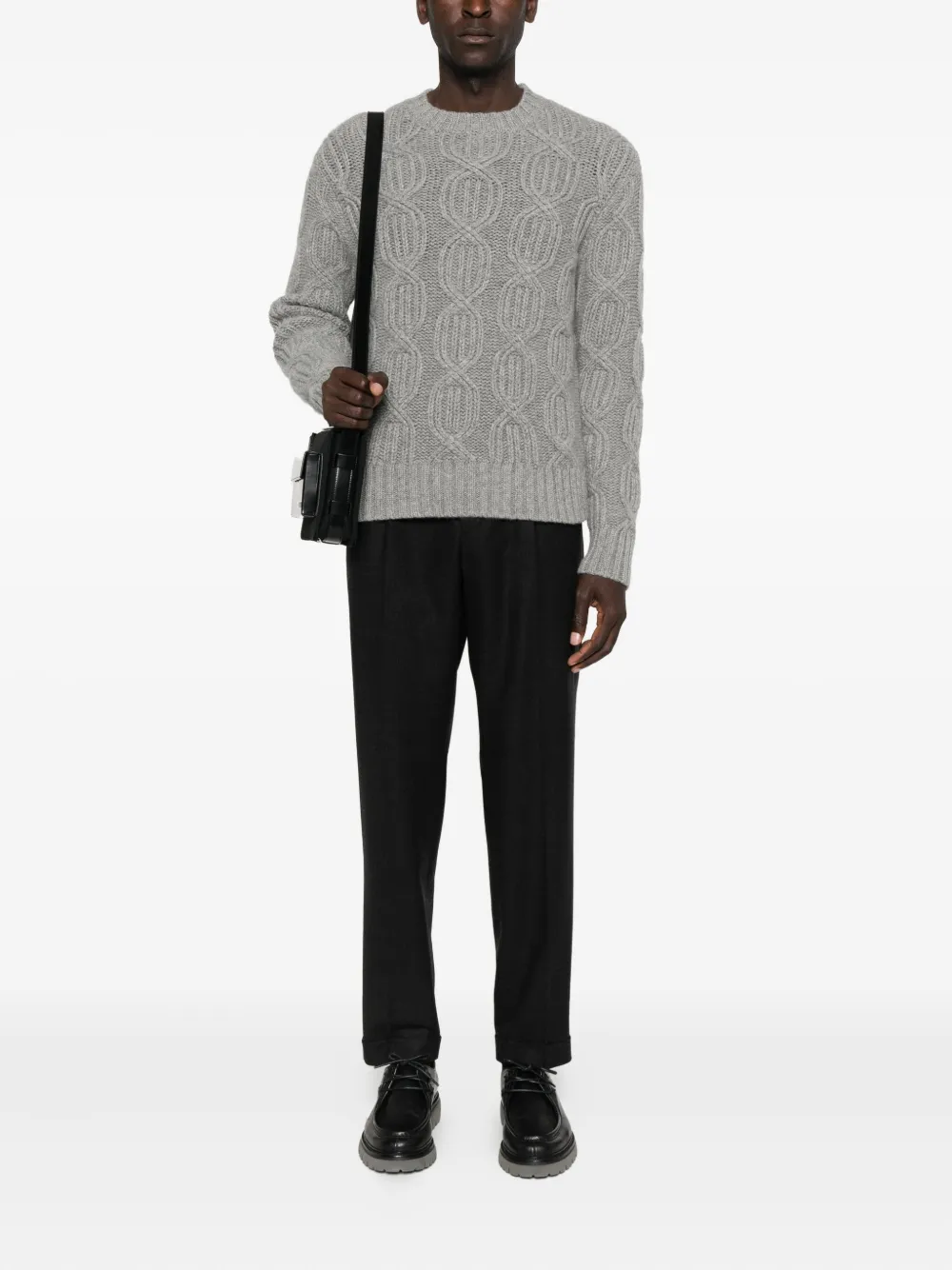 Malo cable-knit crew-neck sweater - Grijs