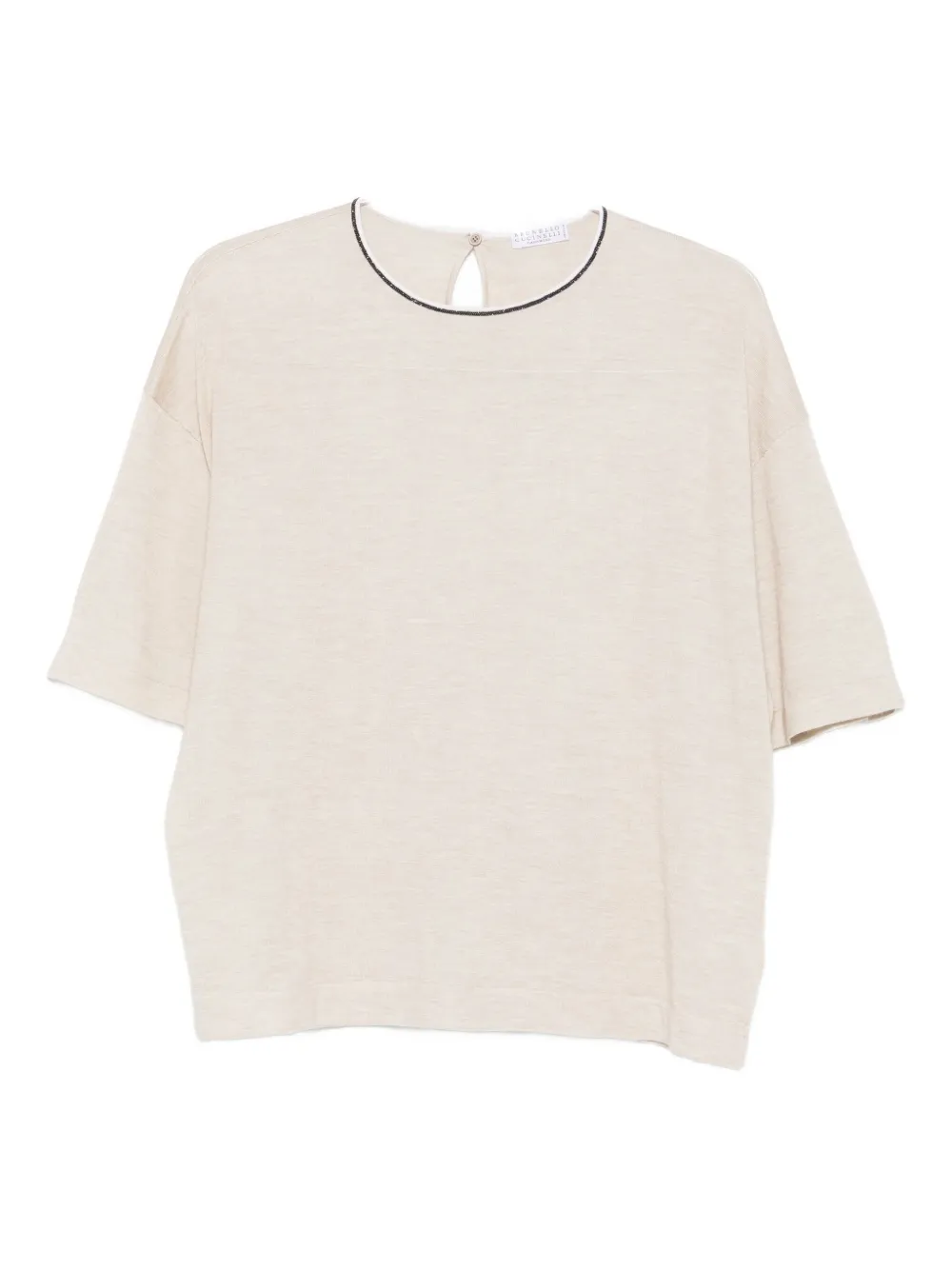 Brunello Cucinelli Crew-neck Cashmere-blend T-shirt In Neutral