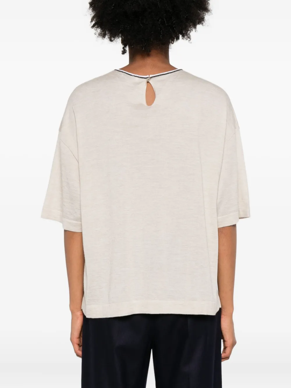 Brunello Cucinelli Crew-neck Cashmere-blend T-shirt In Neutral