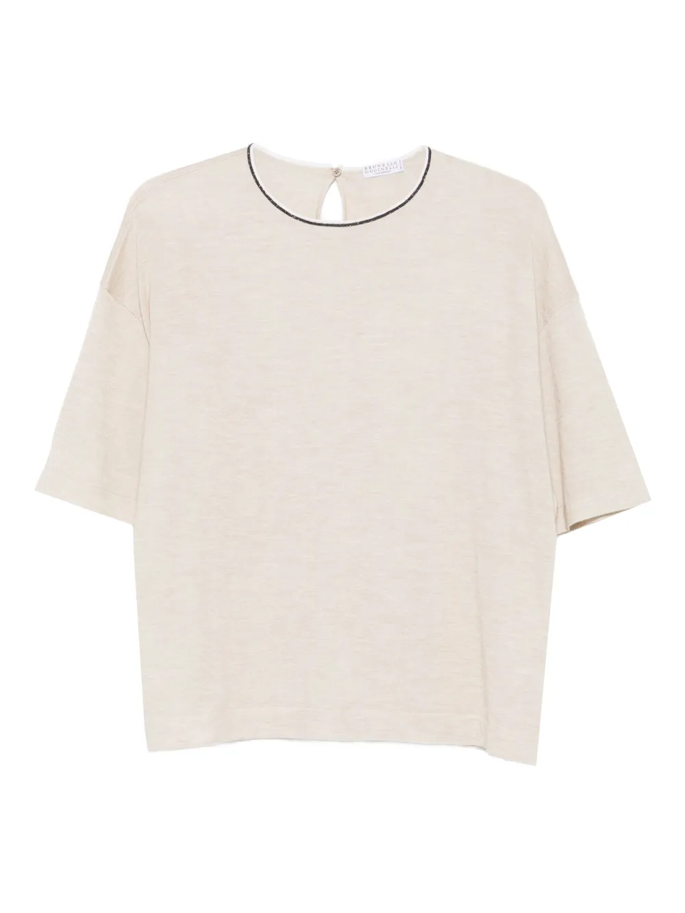 Brunello Cucinelli crew-neck cashmere-blend T-shirt - ニュートラル Brunello Cucinelli crew-neck cashmere-blend T-shirt - ニュートラル