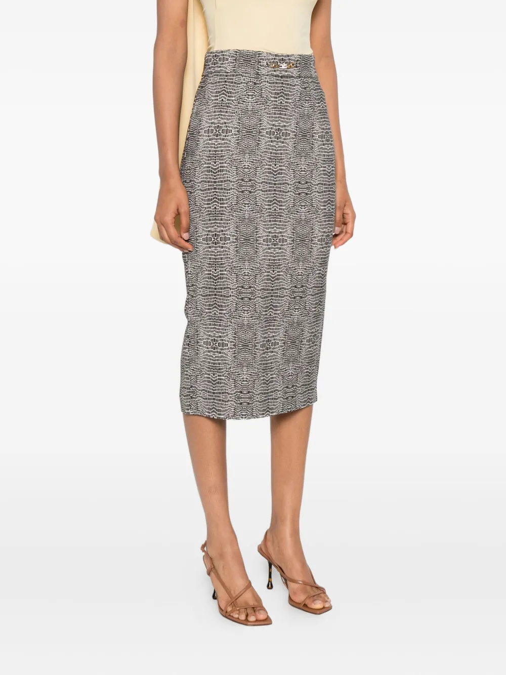 Elisabetta Franchi Python-print Pencil Skirt In Brown
