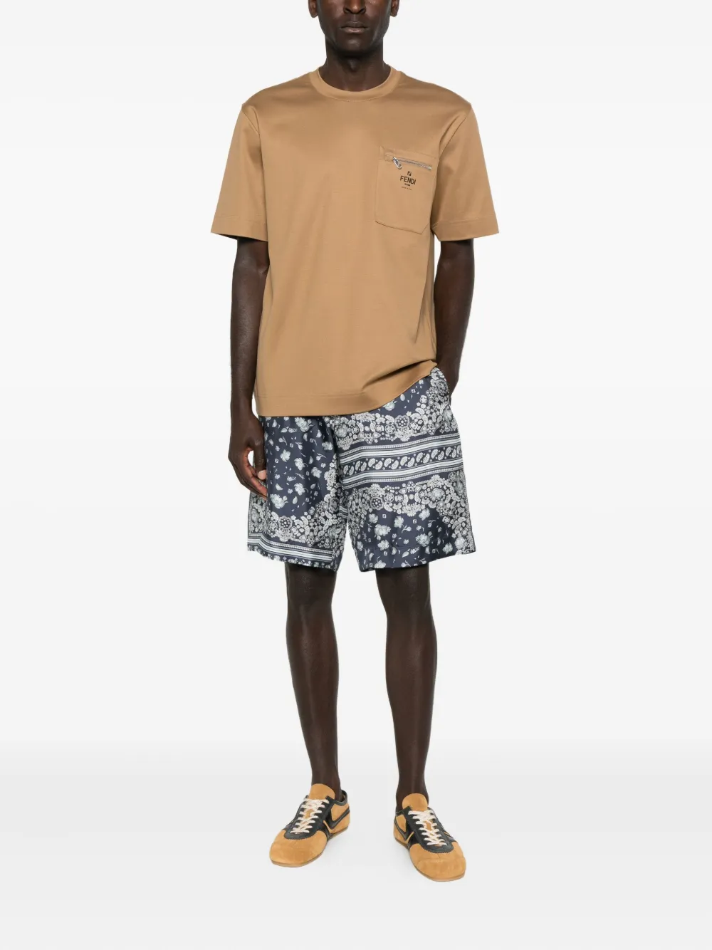 FENDI T-shirt met ritszak - Bruin