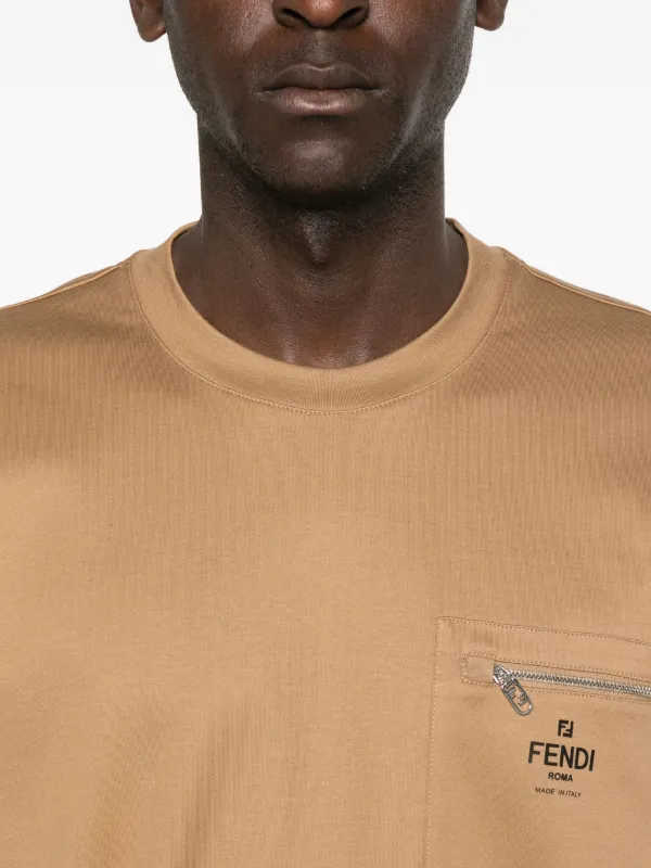 FENDI zip-pocket t-shirt | Neutrals | FARFETCH