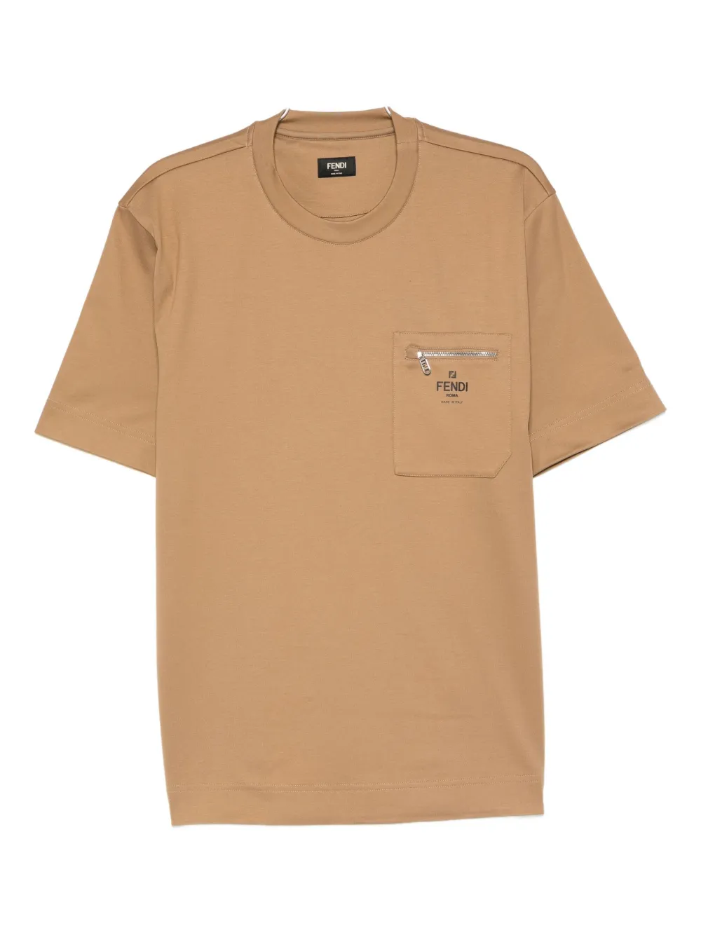 Fendi Zip-pocket T-shirt In Brown