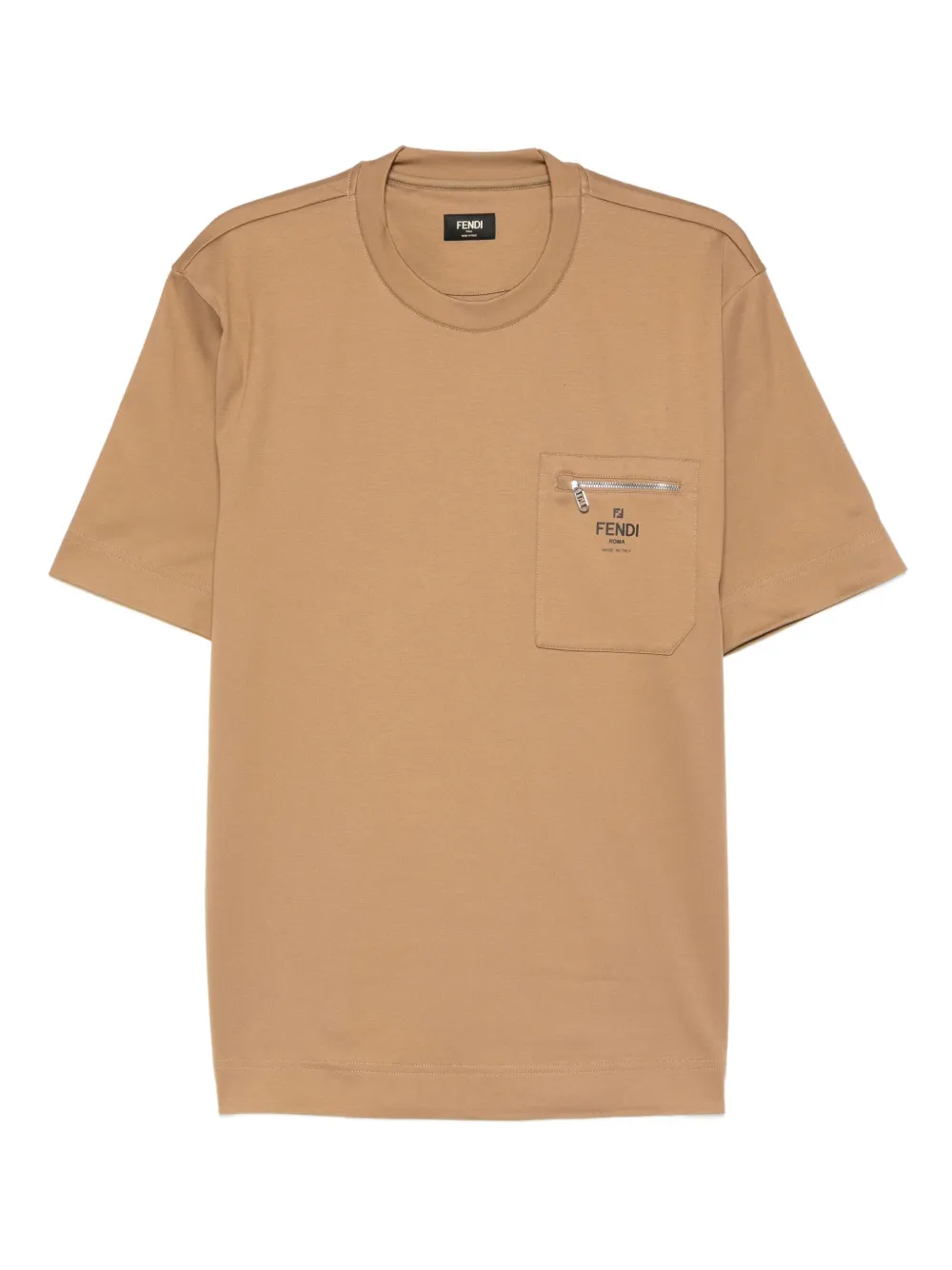 FENDI zip-pocket t-shirt - ブラウン FENDI zip-pocket t-shirt - ブラウン