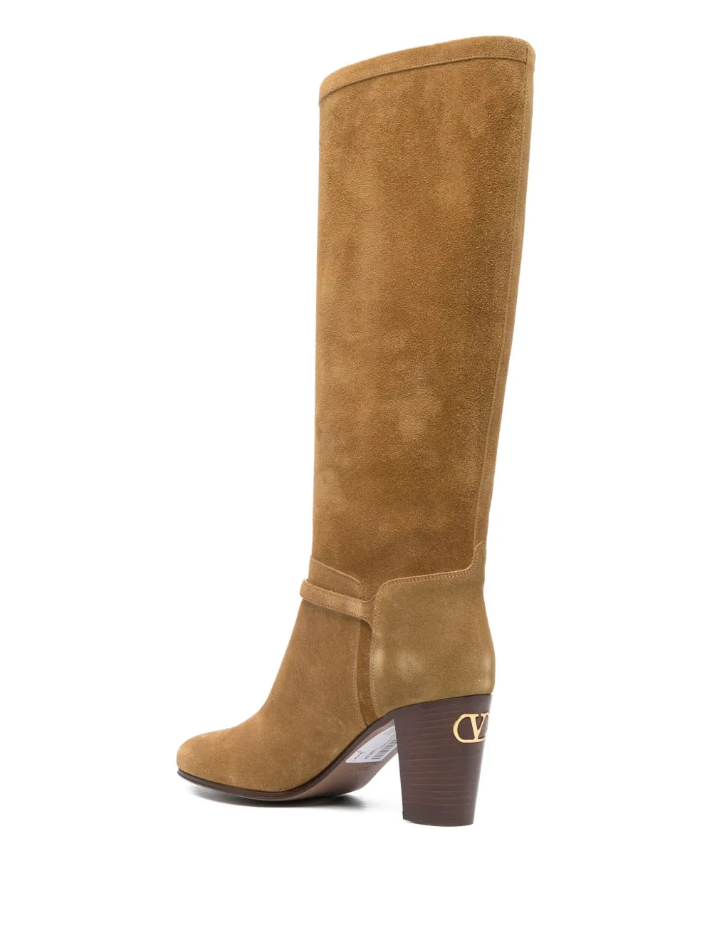 Valentino Buckle-strap Suede Boots In Brown
