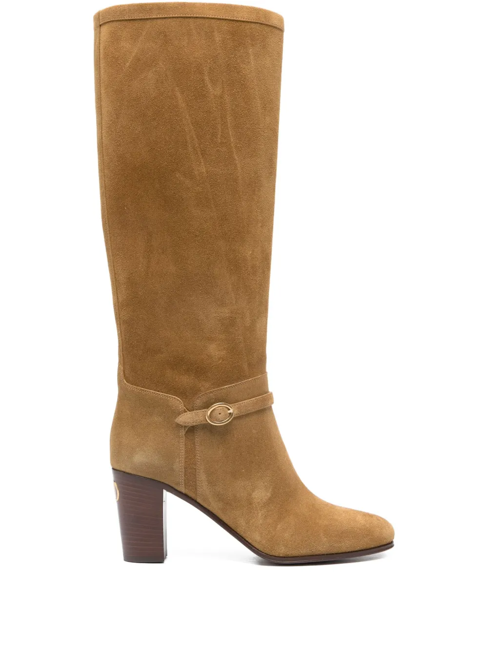 Valentino Garavani buckle-strap suede boots Neutrals