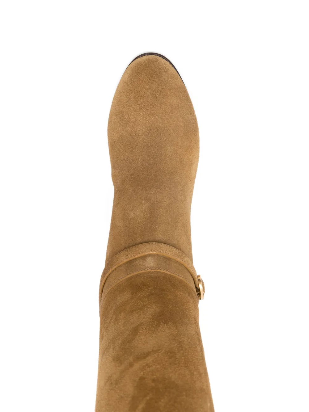 Valentino Buckle-strap Suede Boots In Brown