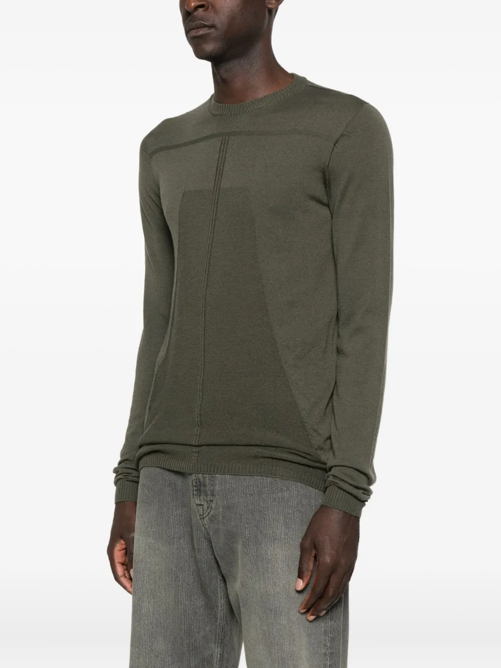 Rick Owens Crew-neck Wool Sweater In Green