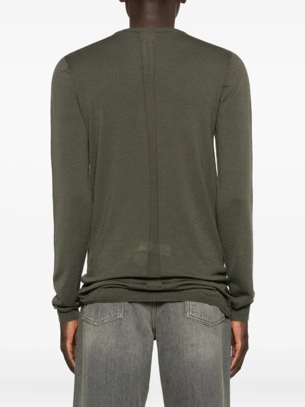 Rick Owens Crew-neck Wool Sweater In Green