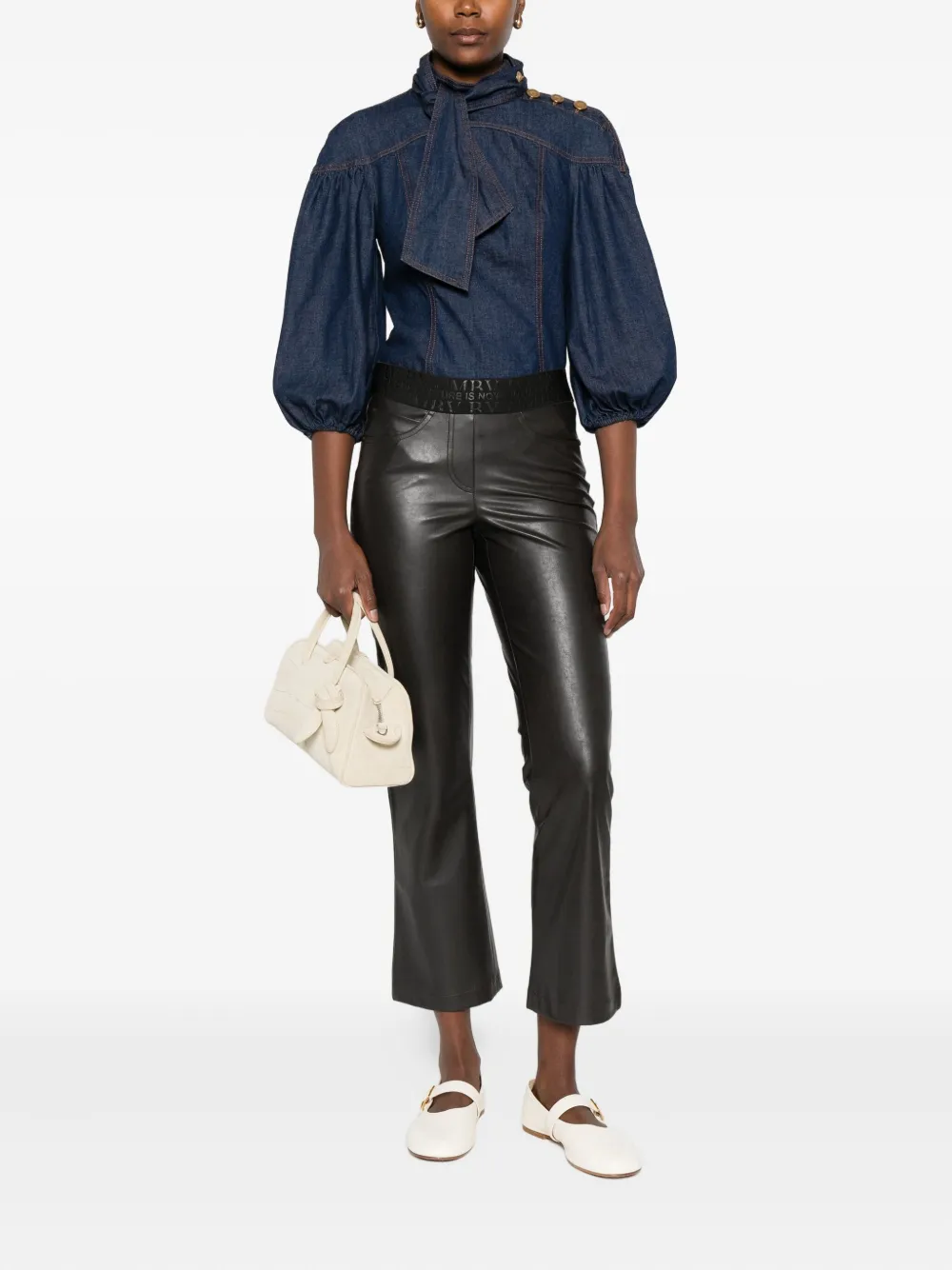 Cambio Flared broek met tailleband - Zwart