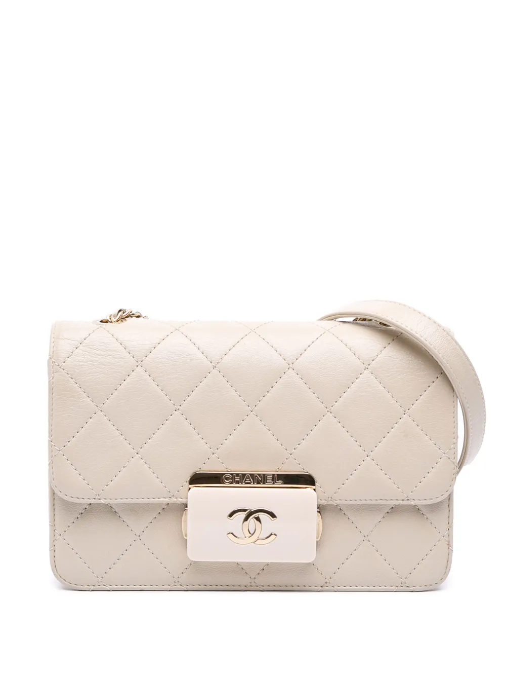 CHANEL Pre-Owned 2017-2018 Mini Lambskin Beauty Lock Flap crossbody bag | White | Image 1