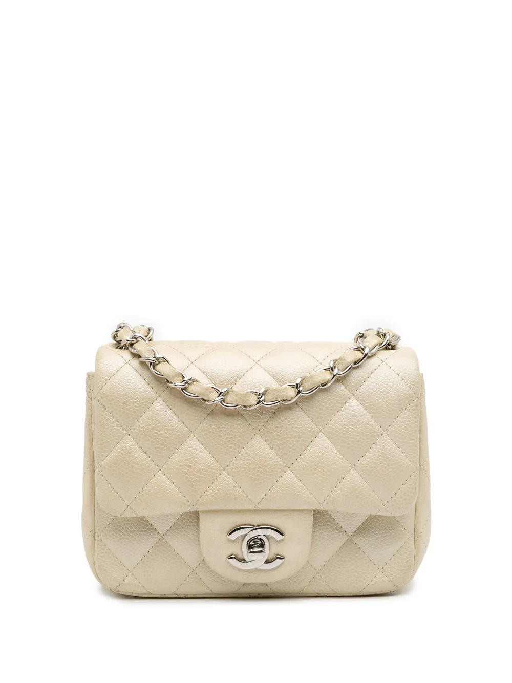 CHANEL Pre-Owned 2014-2015 スクエア クラシック キャビア シングルフラップ ショルダーバッグ ミニ - CHANEL Pre-Owned 2014-2015 スクエア クラシック キャビア シングルフラップ ショルダーバッグ ミニ -