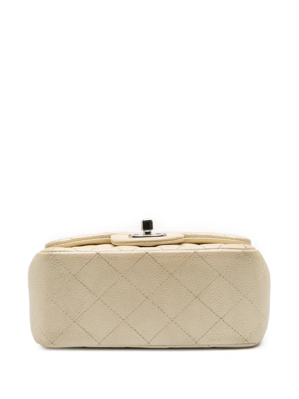 Pre-owned Chanel 2014-2015 Mini Square Classic Caviar Single Flap Crossbody Bag In Gold