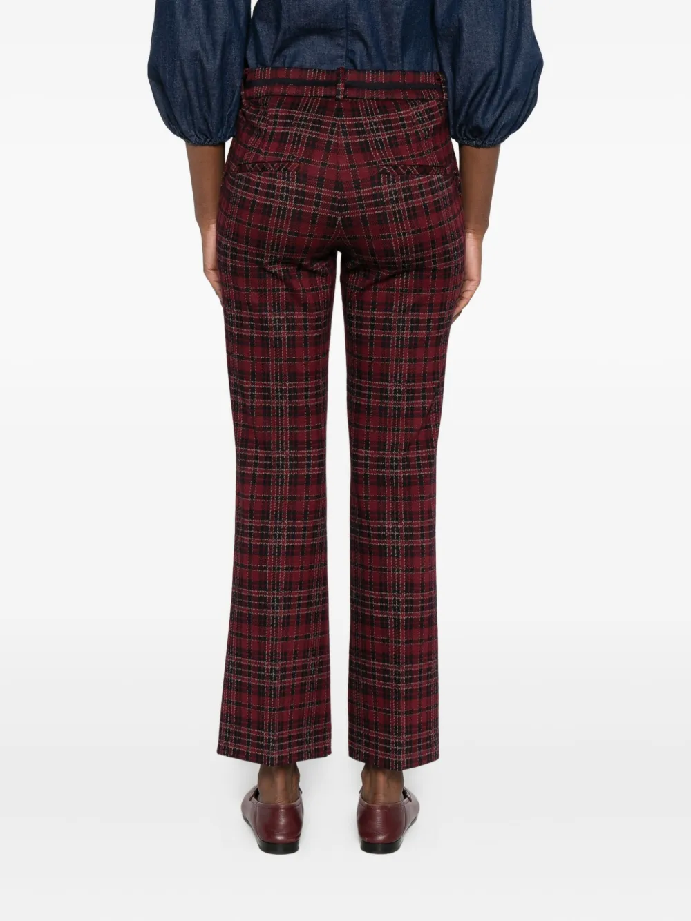 Cambio Check-pattern Flared Trousers In Brown
