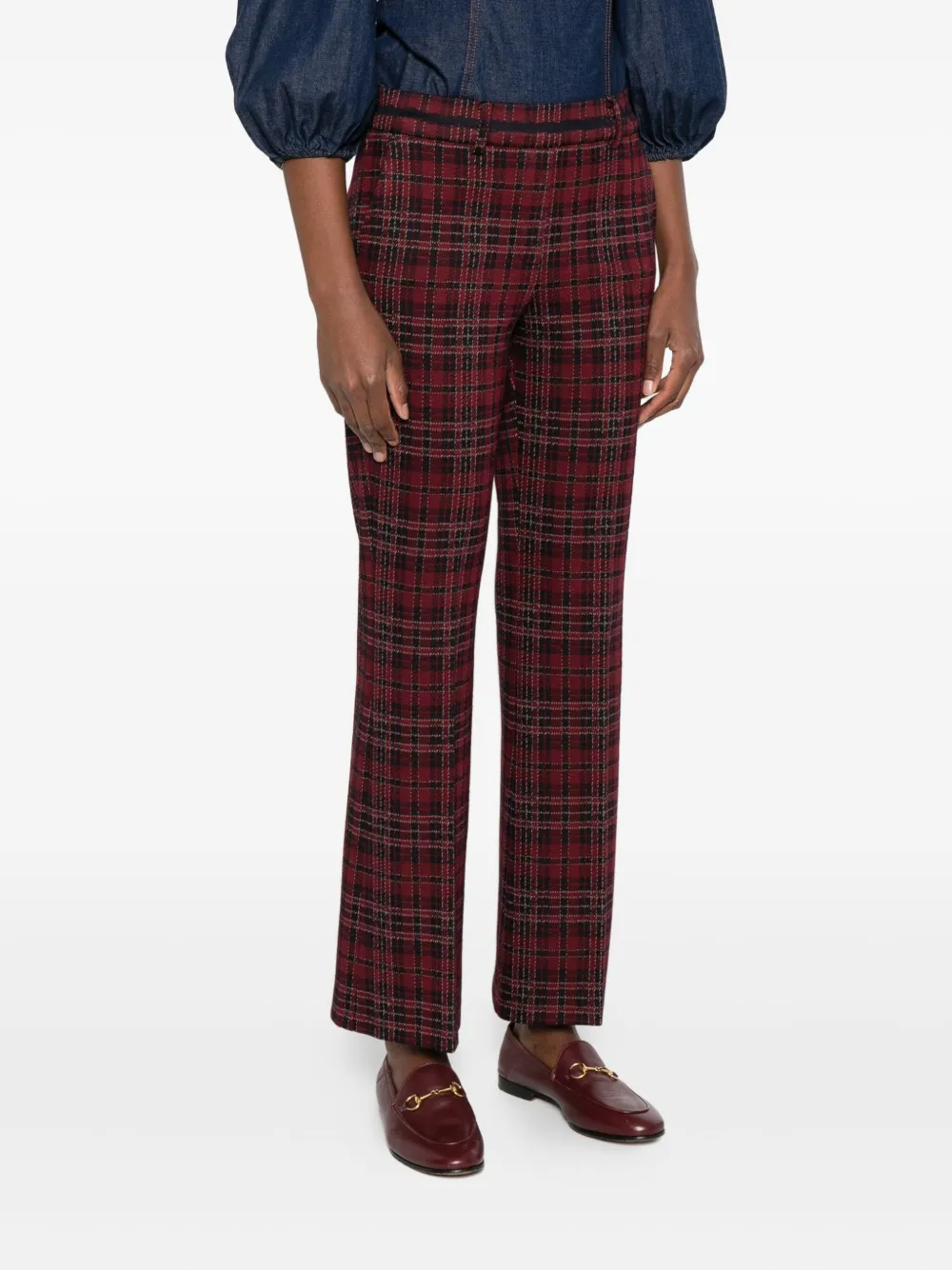 Cambio Check-pattern Flared Trousers In Brown