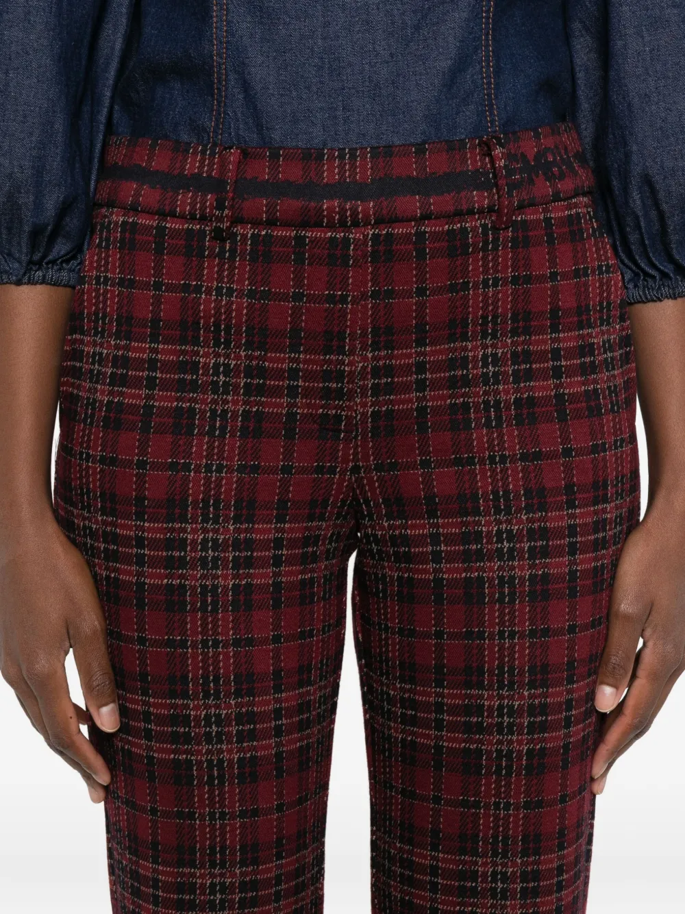 Cambio Check-pattern Flared Trousers In Brown