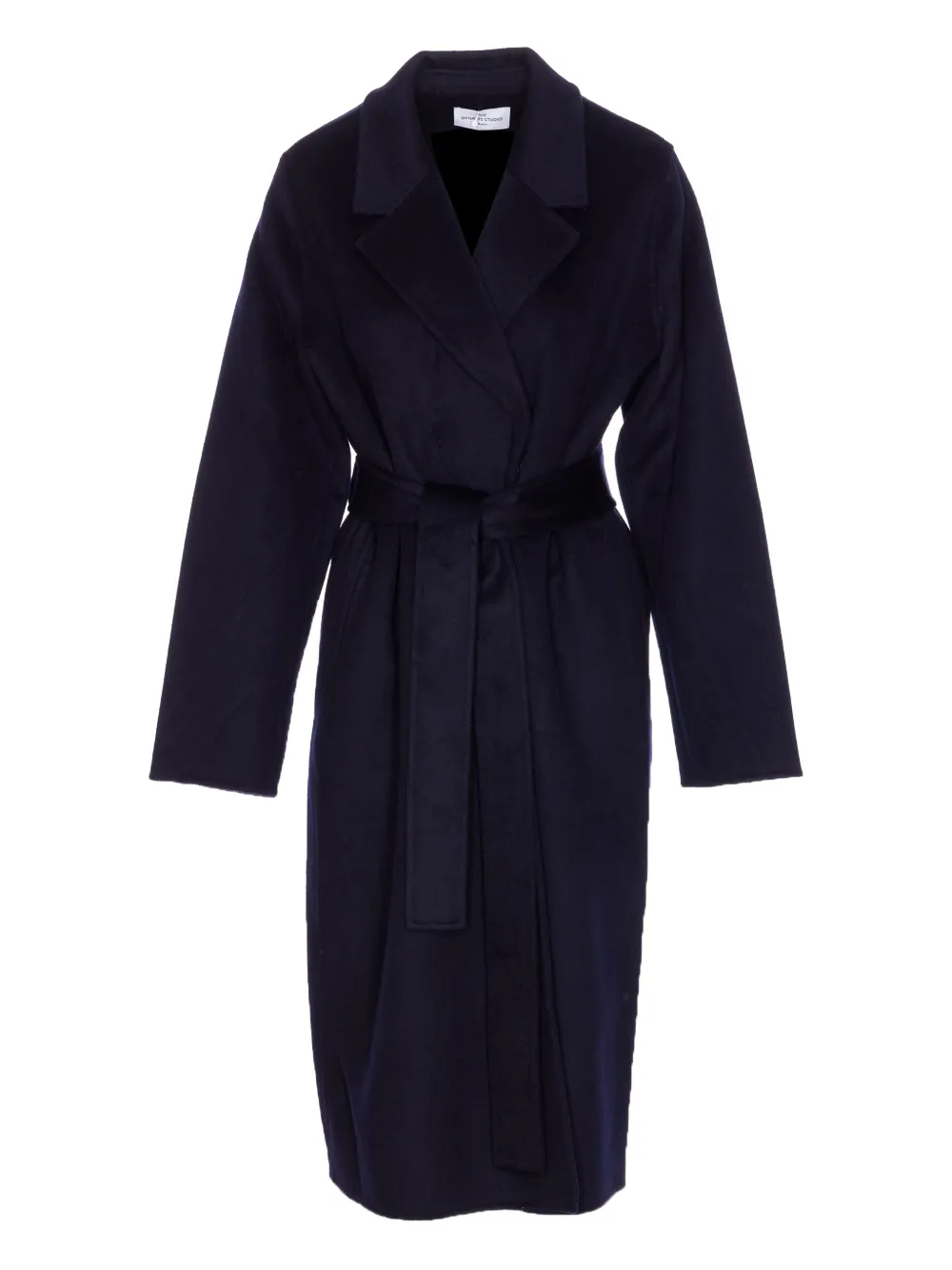 The Dynamis Studio Double-breasted Belted Coat In Blue