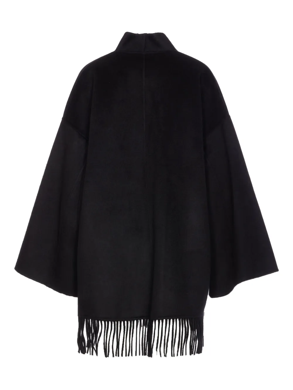 THE DYNAMIS STUDIO high-neck fringe-edges coat - ブラック THE DYNAMIS STUDIO high-neck fringe-edges coat - ブラック