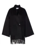 THE DYNAMIS STUDIO high-neck fringe-edges coat - Black
