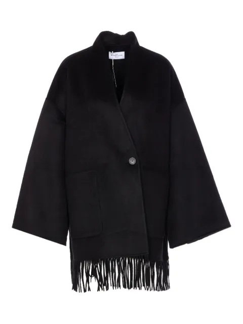 THE DYNAMIS STUDIO high-neck fringe-edges coat