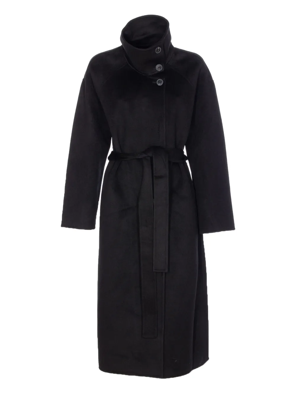 The Dynamis Studio Belted Button-fastening Coat In Black