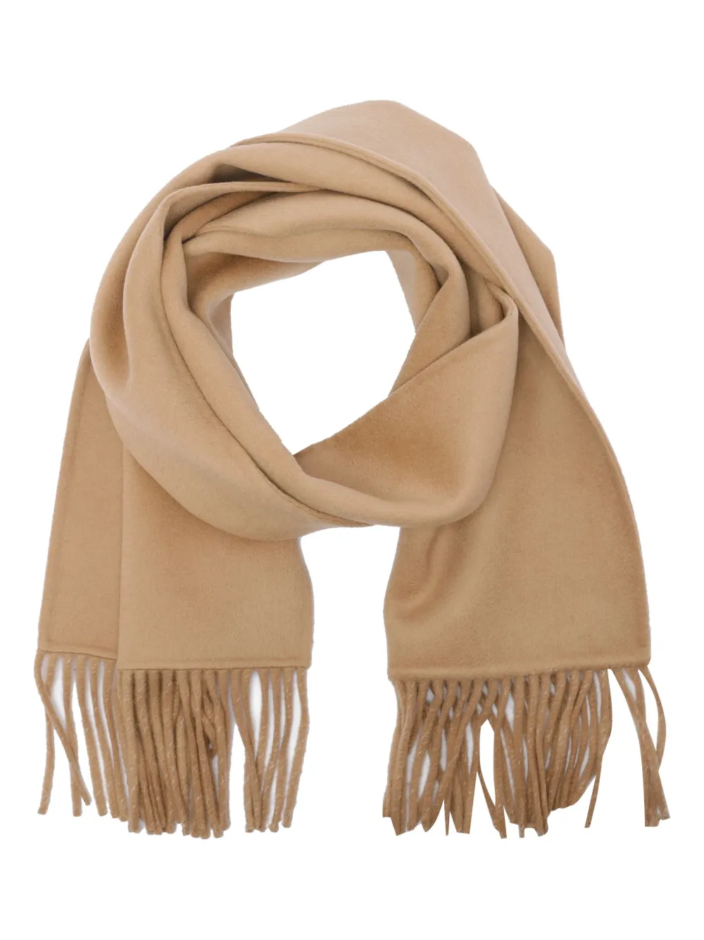 THE DYNAMIS STUDIO fringed wool scarf - Beige